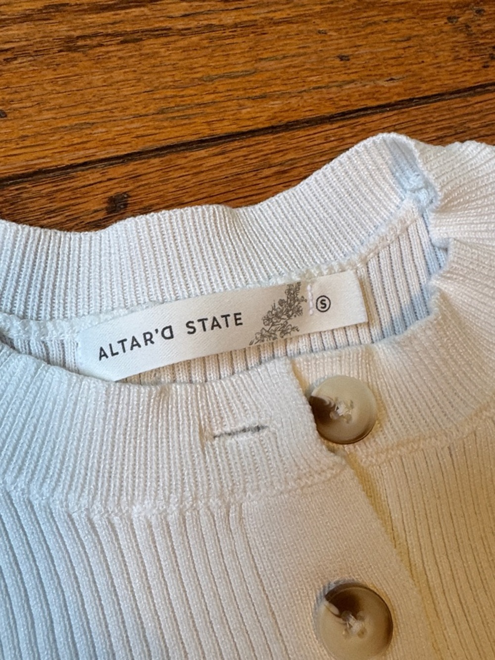 Altar’d State Ribbed Button-Front Short Sleeve Top - Picture 2 of 7